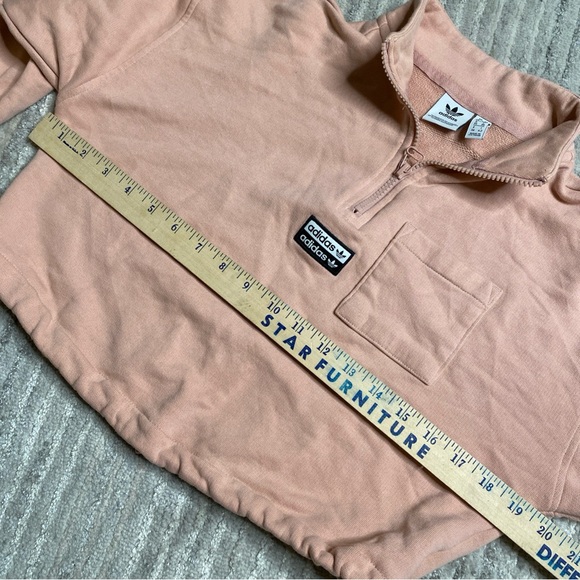 Adidas Crop Top Pink Sweater Women’s Small Long Sleeve Mock Neck 1/4 Zip - Picture 6 of 7